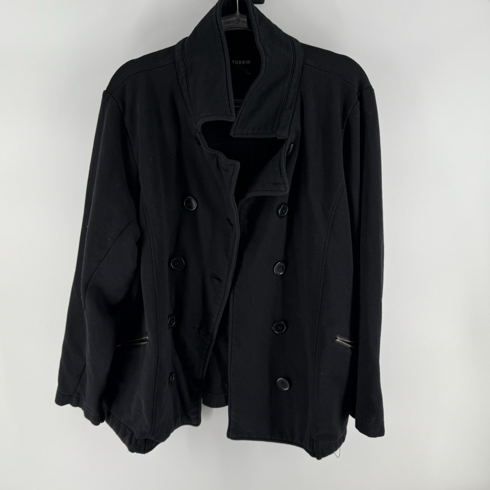 Torrid Pea Coat Women 3 Black Fleece Lined Double Breasted Winter Jacket Outdoor